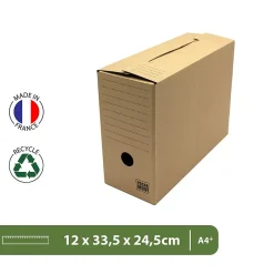 Pack and Move - Lot de 4 boîtes d'archives en carton ondulé robuste - 33,5 x 12 x 24 cm - Organisation pratique