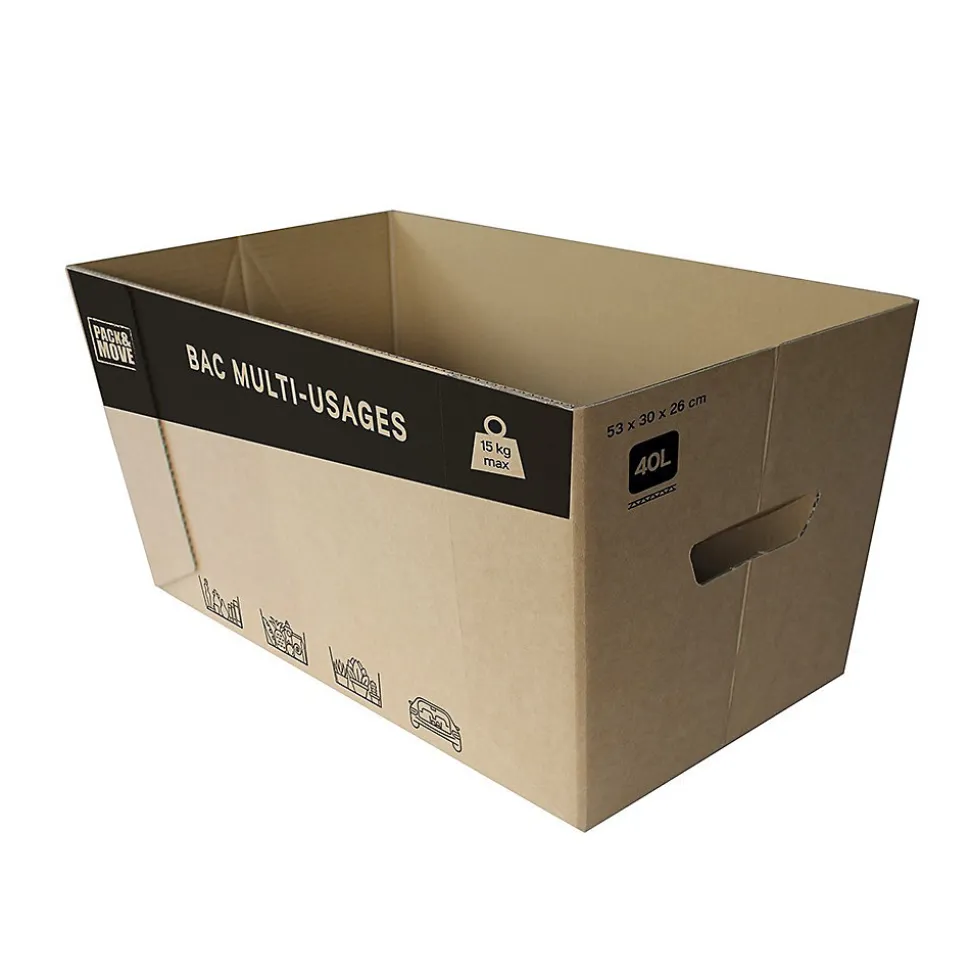 Pack and Move - Lot de 10 caisses en carton - 53 x 30 x 26 cm - Transport, déménagement, stockage