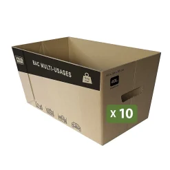 Pack and Move - Lot de 10 caisses en carton - 53 x 30 x 26 cm - Transport, déménagement, stockage