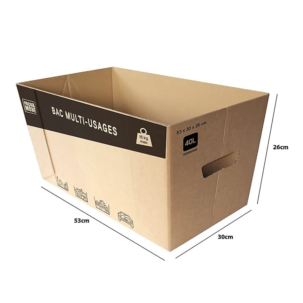 Pack and Move - Lot de 30 caisses en carton - 53 x 30 x 26 cm - Transport, déménagement, stockage