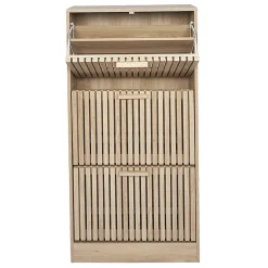 PAJAN - Meuble à Chaussures 3 Portes Basculantes Effet Bois avec Tasseaux