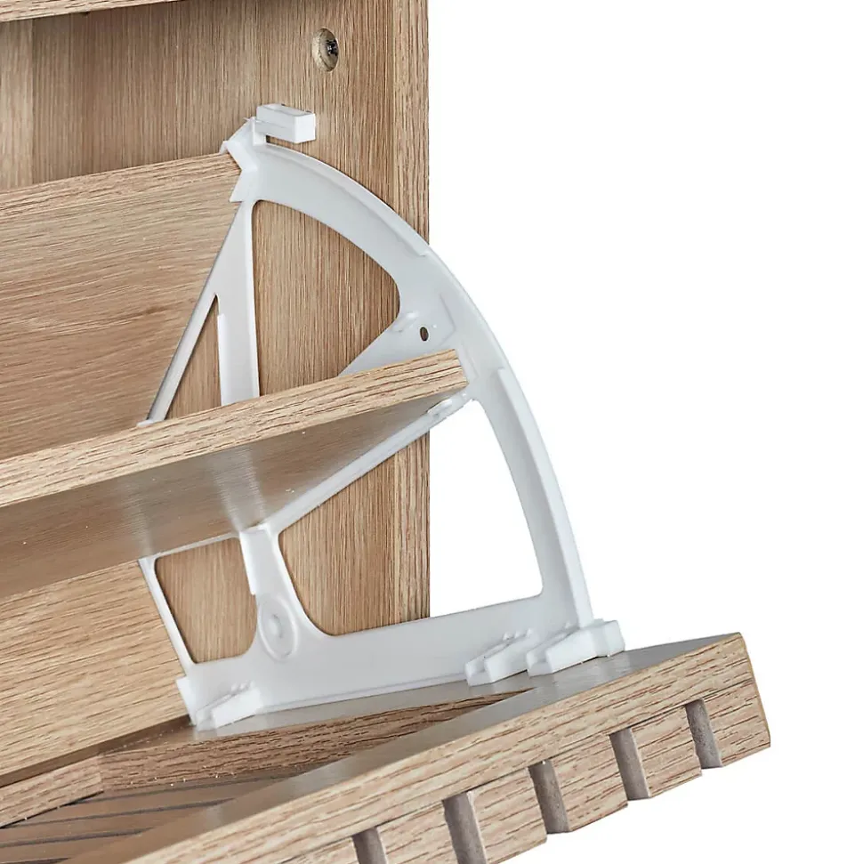 PAJAN - Meuble à Chaussures 3 Portes Basculantes Effet Bois avec Tasseaux