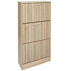 PAJAN - Meuble à Chaussures 3 Portes Basculantes Effet Bois avec Tasseaux