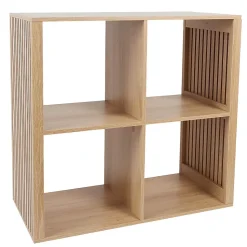 PAJAN - Rangement 4 Cases Effet Bois avec Tasseaux