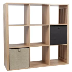 PAJAN - Rangement 9 Cases Effet Bois avec Tasseaux