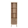 PAJAN - Rangement Colonne 3 Etagères 2 Tiroirs Effet Bois avec Tasseaux