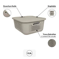 Panier Aera 13,9L avec couvercle - Blanc- 5five