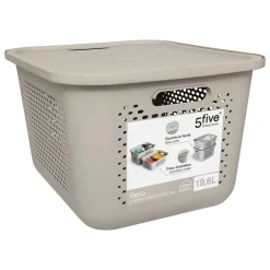 Panier Aera 19,6L avec couvercle en lin - Blanc- 5five