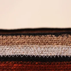 Panier bas rayé en herbes marines marron, beige 39x23cm