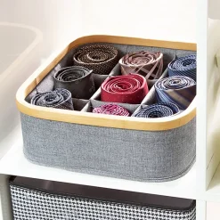 Panier cadre bambou 9 compartiments coloris gris