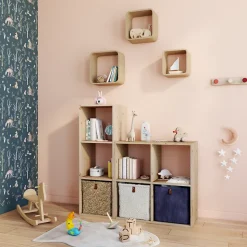 Panier carré en tissu bouclé taupe Mixxit