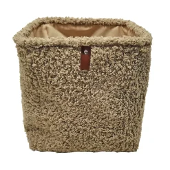 Panier carré en tissu bouclé taupe Mixxit