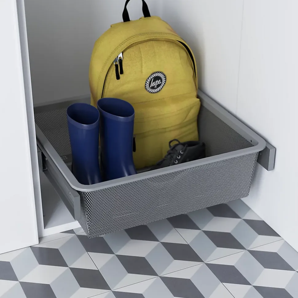 Panier coulissant filaire en acier gris GoodHome Atomia L. 46,4 x P. 40 cm