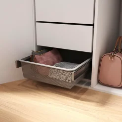 Panier coulissant filaire en acier gris GoodHome Atomia L. 46,4 x P. 51 cm