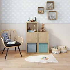 Panier cube de rangement H. 31 cm x L. 31 cm Pratiks gris clair