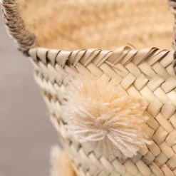 Panier de rangement à pompons (30x30x40 cm - Beige)