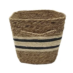Panier de rangement bicolore tressé beige et noir en fibres naturelles Deko & Co