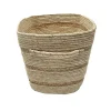 Panier de rangement bicolore tressé beige et crème en fibres naturelles Deko & Co