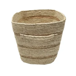 Panier de rangement bicolore tressé beige et crème en fibres naturelles Deko & Co