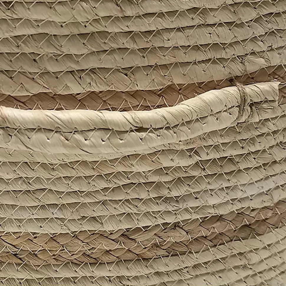 Panier de rangement bicolore tressé beige et crème en fibres naturelles Deko & Co