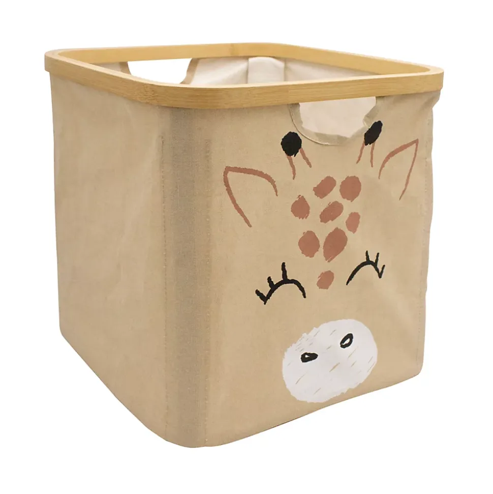 Panier de rangement cadre motif girafe Hyppolite beige
