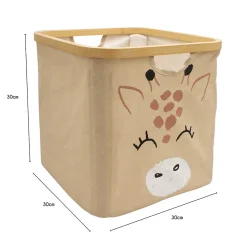 Panier de rangement cadre motif girafe Hyppolite beige