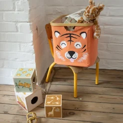 Panier de rangement cadre motif tigre Hyppolite orange