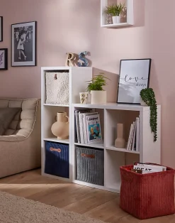 Panier de rangement carré effet bouclette beige