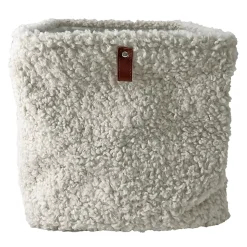 Panier de rangement carré effet bouclette beige