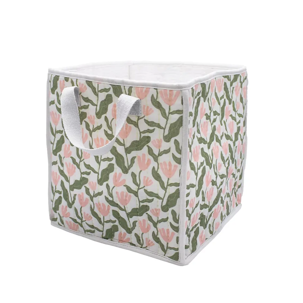 Panier de rangement carré matelassé motif fleurs Mixxit Box & Beyond