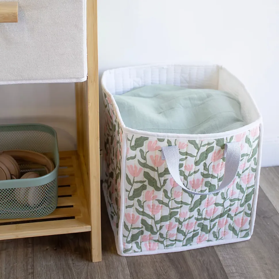 Panier de rangement carré matelassé motif fleurs Mixxit Box & Beyond