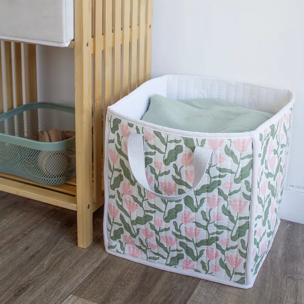 Panier de rangement carré matelassé motif fleurs Mixxit Box & Beyond