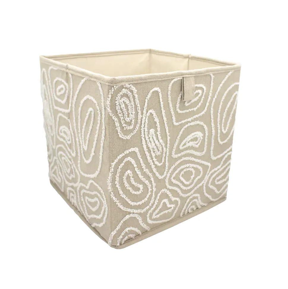 Panier de rangement carré motif beige topo Mixxit Box & Beyond