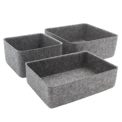 Panier de rangement carré en feutre gris, taille L Box & Beyond