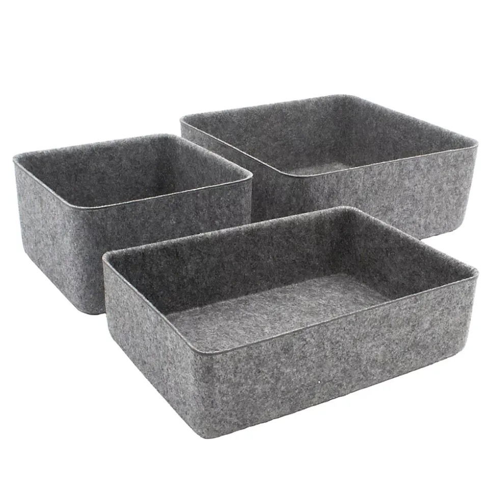 Panier de rangement carré en feutre gris, taille L Box & Beyond