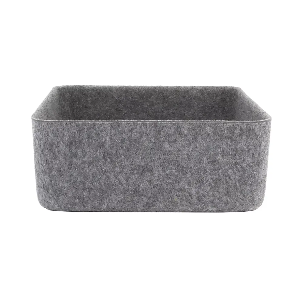 Panier de rangement carré en feutre gris, taille L Box & Beyond