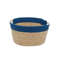 Panier de rangement en jonc de mer bleu M Box & Beyond Milo