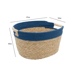 Panier de rangement en jonc de mer bleu M Box & Beyond Milo