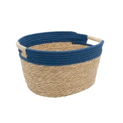 Panier de rangement en jonc de mer bleu M Box & Beyond Milo