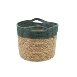Panier de rangement en jonc de mer vert M Box & Beyond Lino