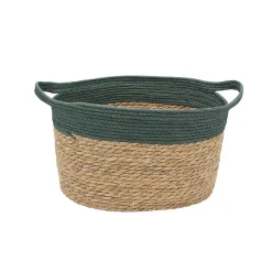 Panier de rangement en jonc de mer vert M Box & Beyond Lino