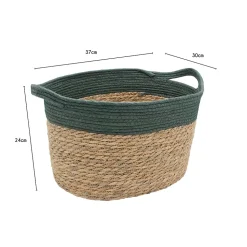 Panier de rangement en jonc de mer vert M Box & Beyond Lino