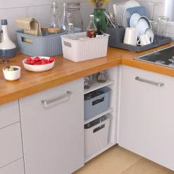 Panier de rangement en plastique blanc cassé Vibes 14L