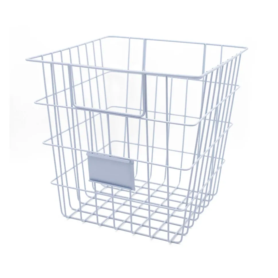 Panier de rangement filaire carré en métal bleu