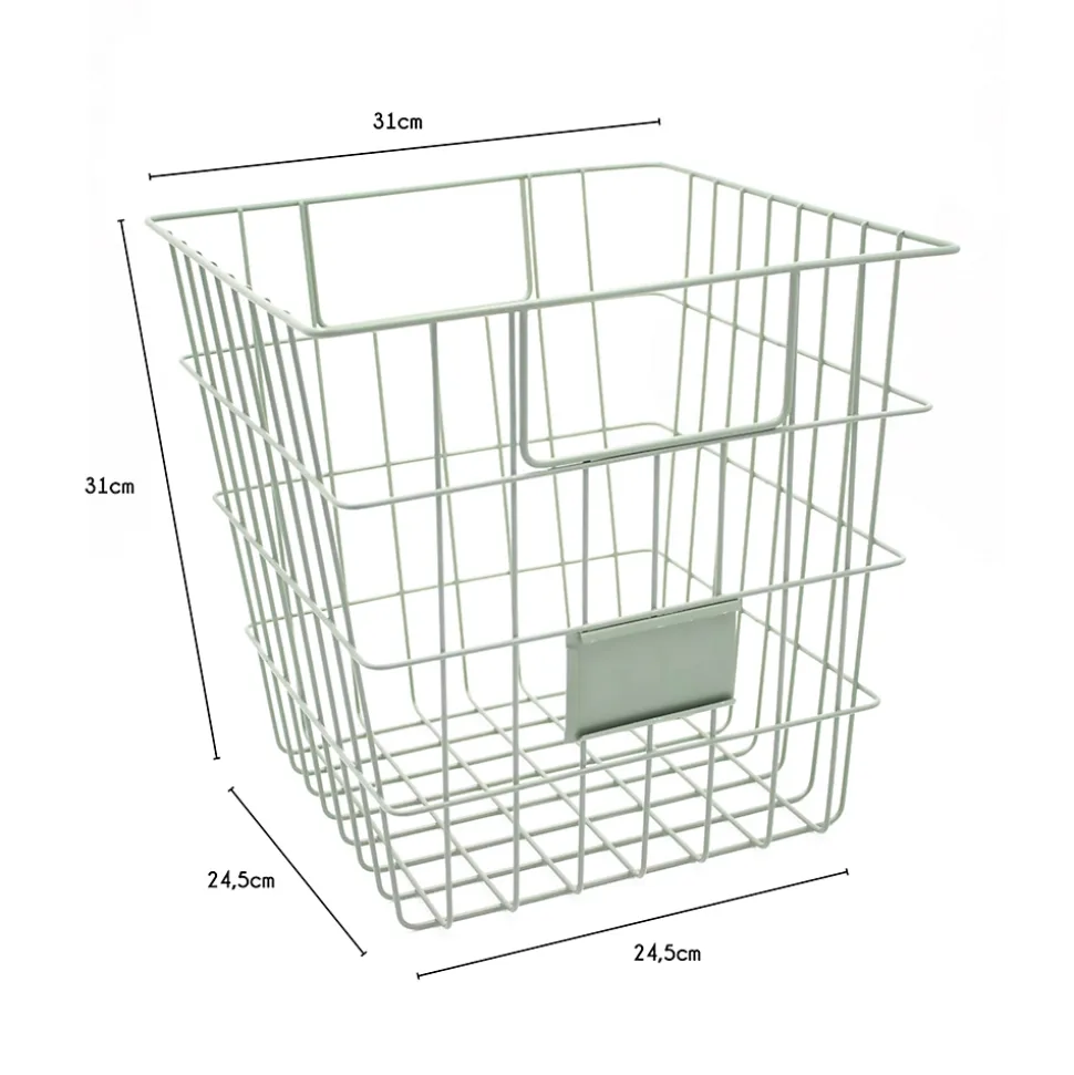 Panier de rangement filaire carré en métal vert