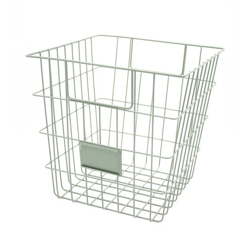 Panier de rangement filaire carré en métal vert