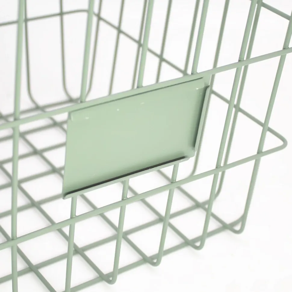 Panier de rangement filaire carré en métal vert
