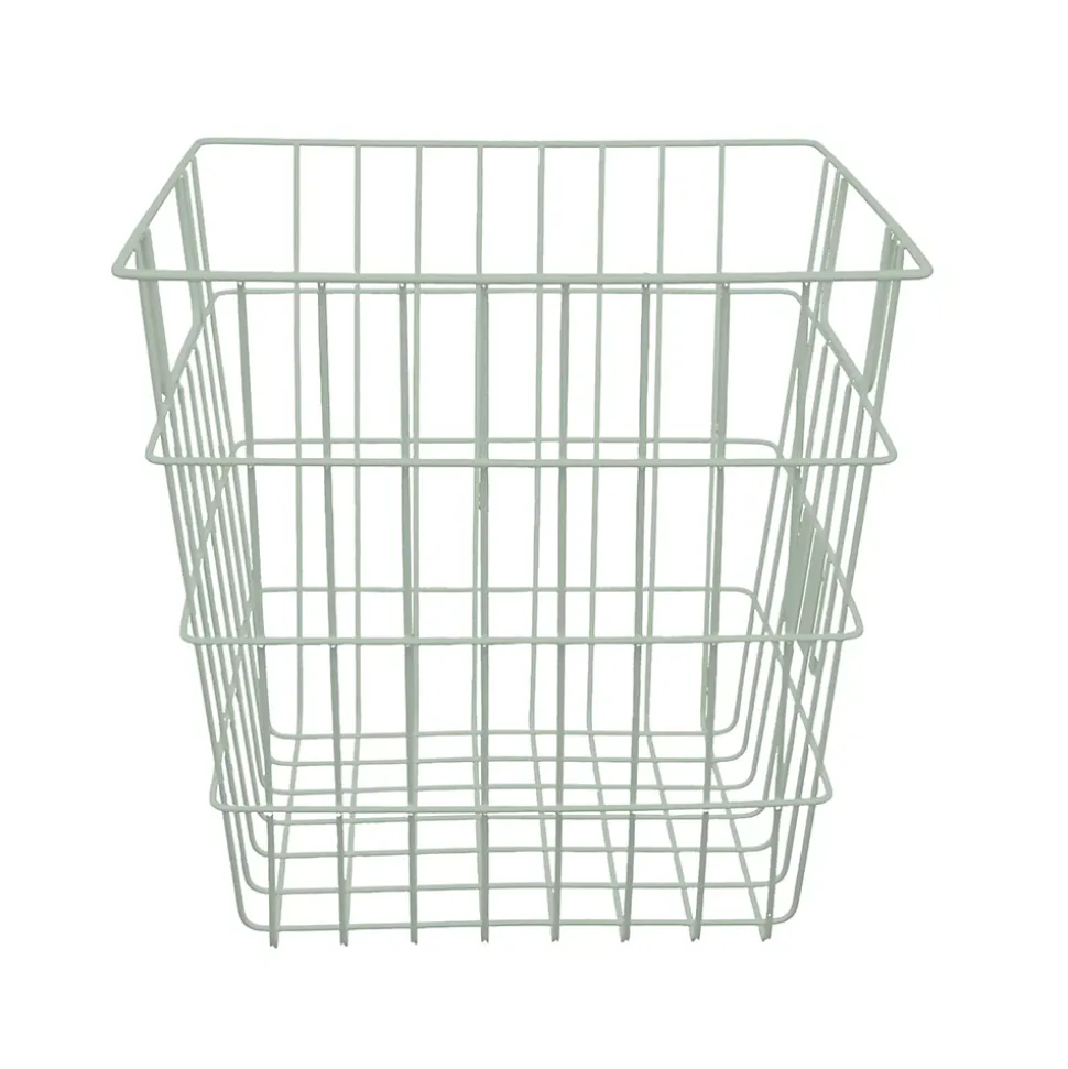 Panier de rangement filaire carré en métal vert