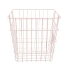 Panier de rangement filaire carré en métal rose