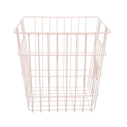 Panier de rangement filaire carré en métal rose